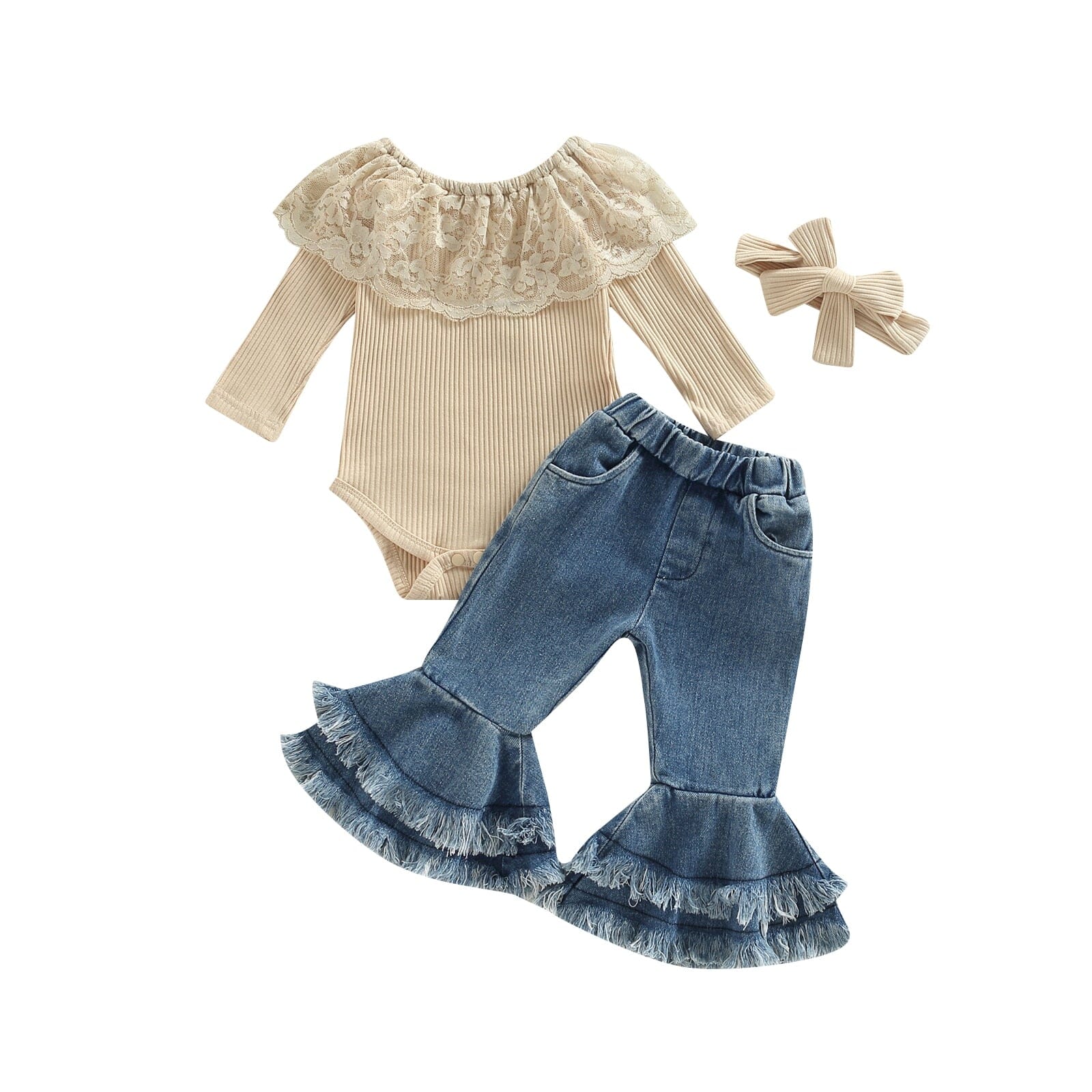 Conjunto Infantil Feminino Rendinha + Faixa Loja Click Certo 