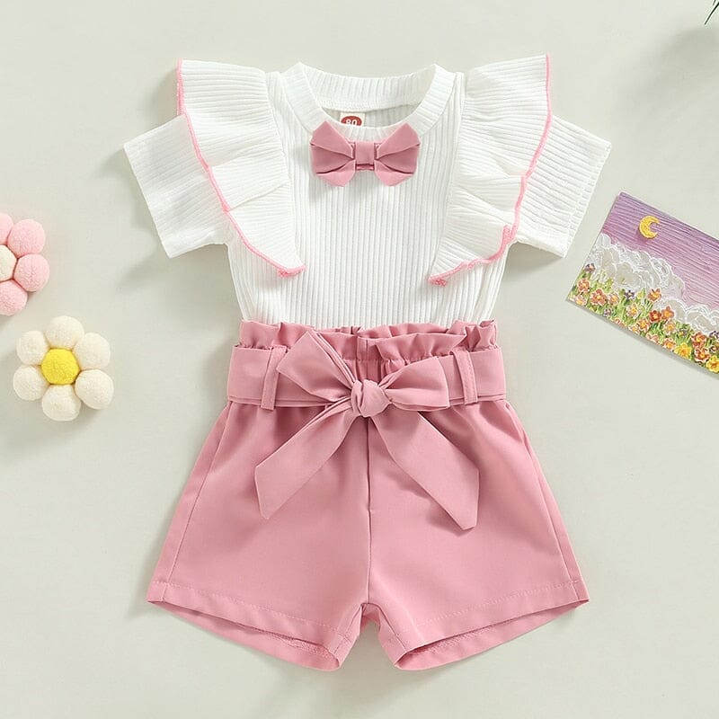 Conjunto Infantil Feminino Rosa e Branco Loja Click Certo 2-3 Anos 