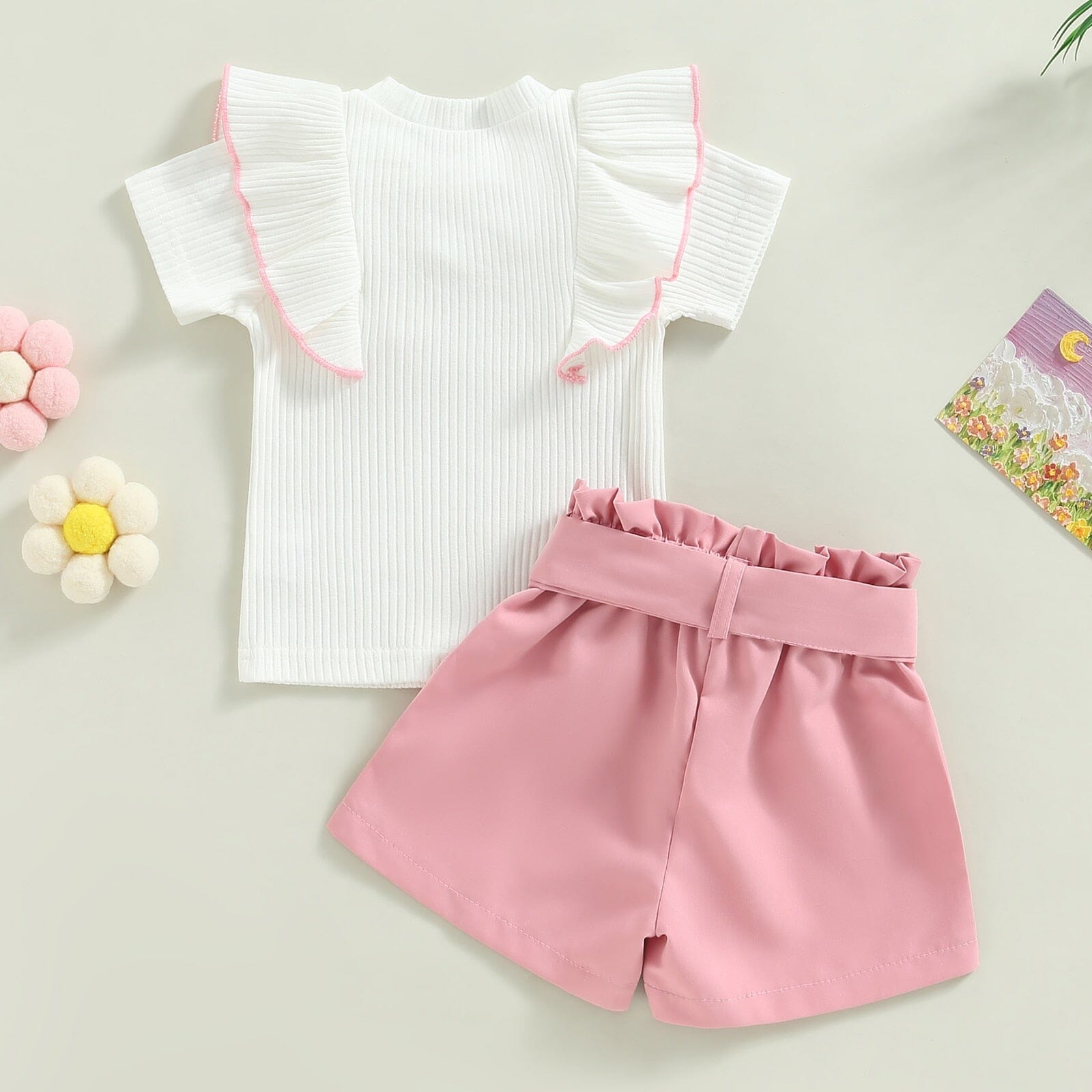 Conjunto Infantil Feminino Rosa e Branco Loja Click Certo 