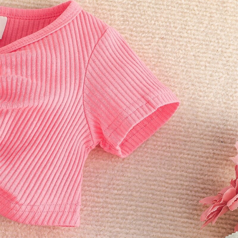 Conjunto Infantil Feminino Rosa Letras e Tule Loja Click Certo 