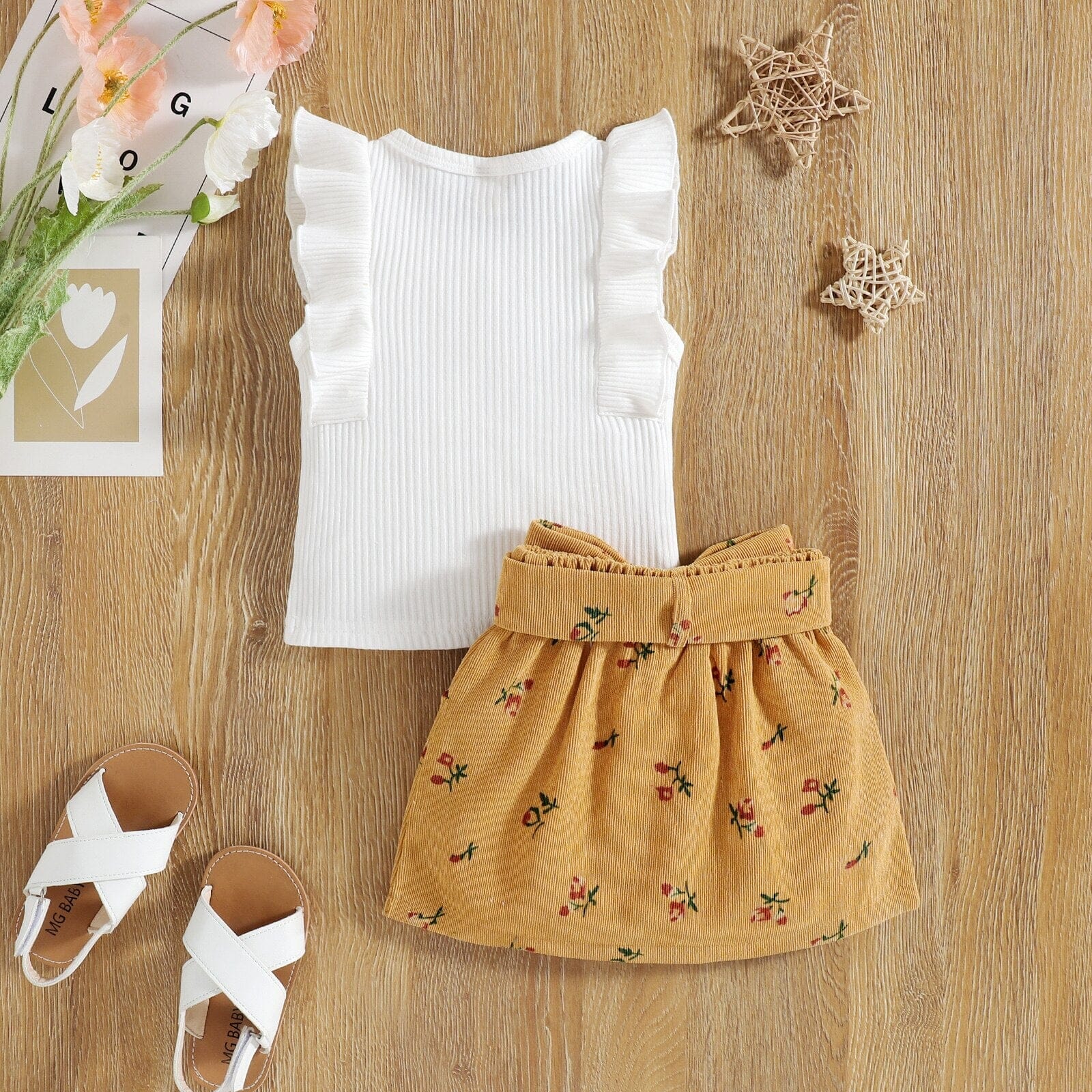 Conjunto Infantil Feminino Saia Botões Loja Click Certo 