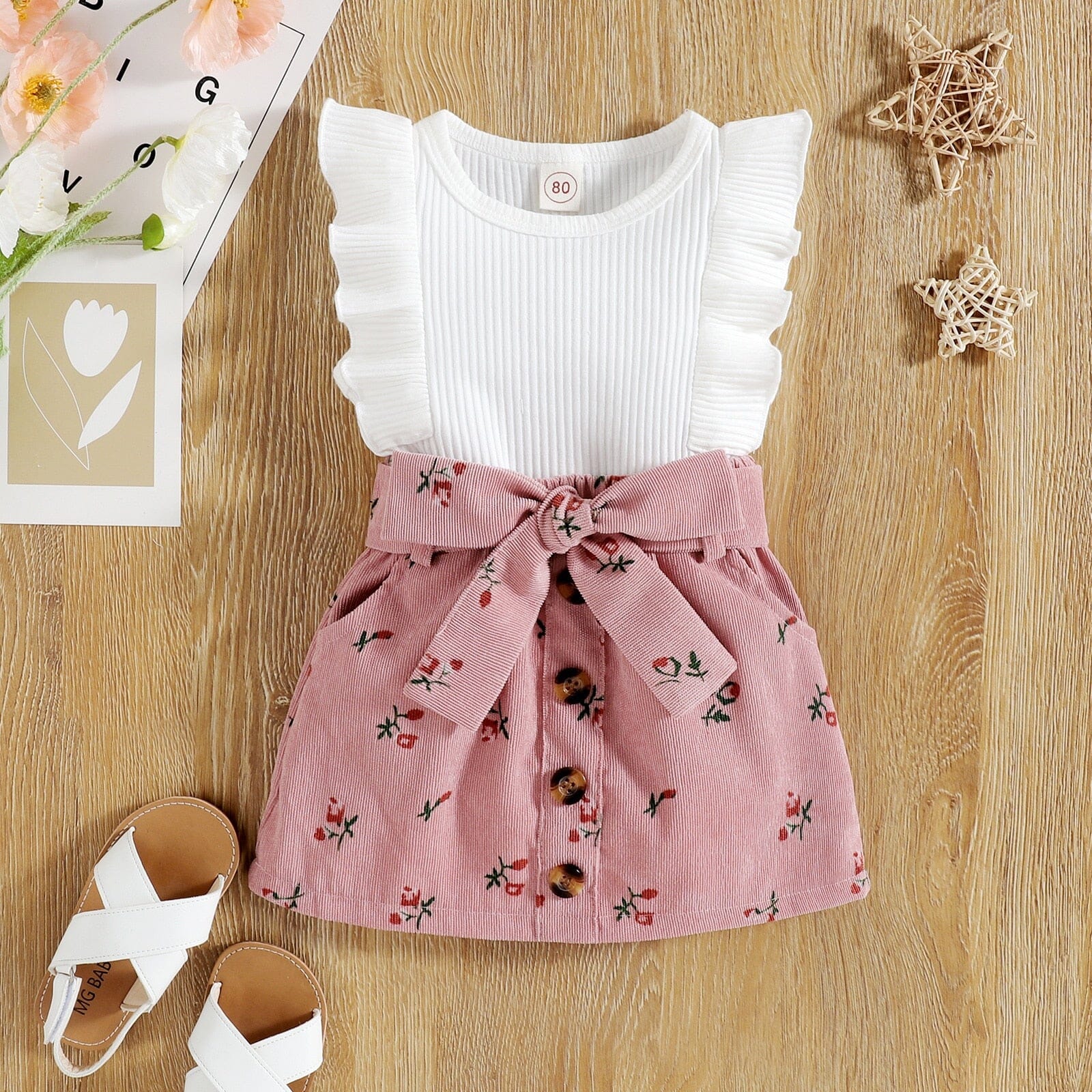 Conjunto Infantil Feminino Saia Botões Loja Click Certo 