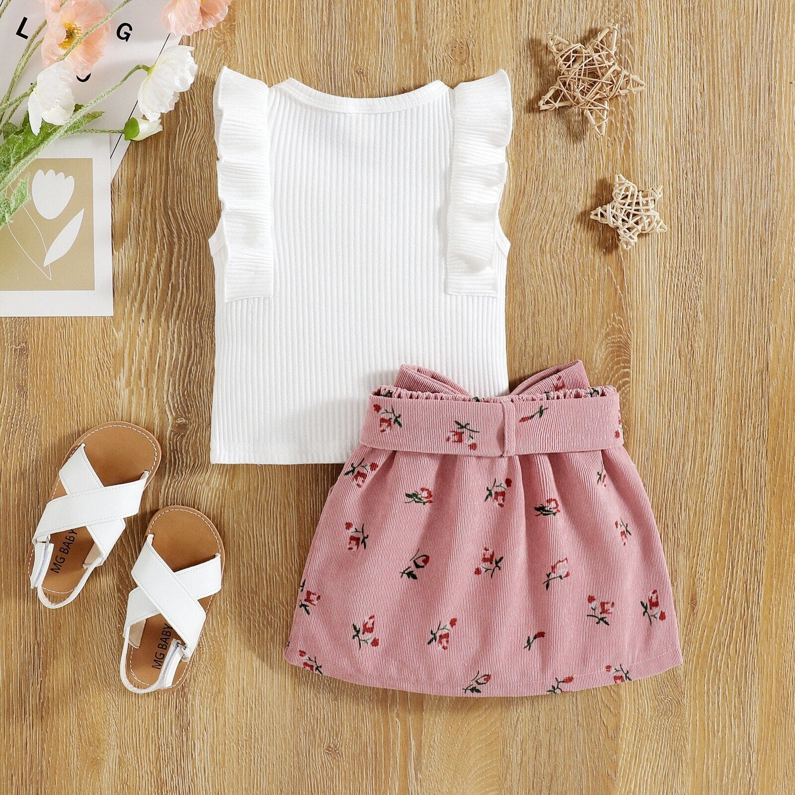 Conjunto Infantil Feminino Saia Botões Loja Click Certo 