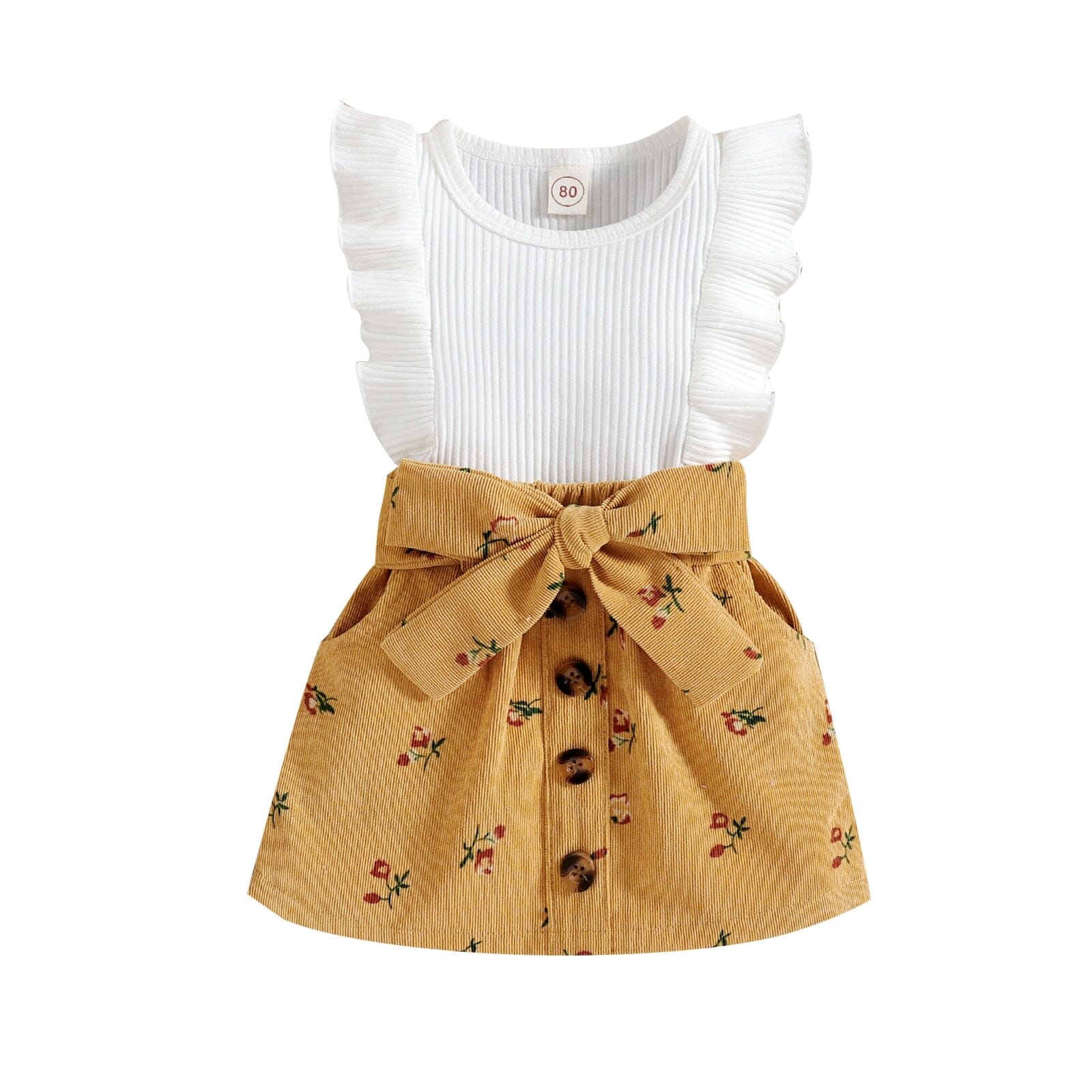 Conjunto Infantil Feminino Saia Botões Loja Click Certo Amarelo 2-3 Anos 