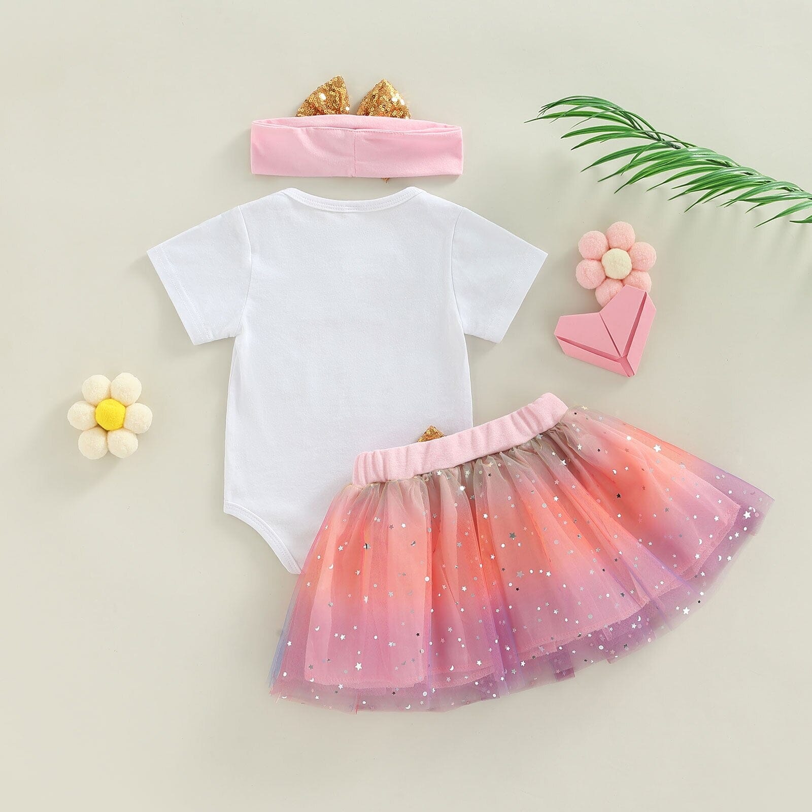 Conjunto Infantil Feminino Saia Estrelinhas + Faixa Loja Click Certo 