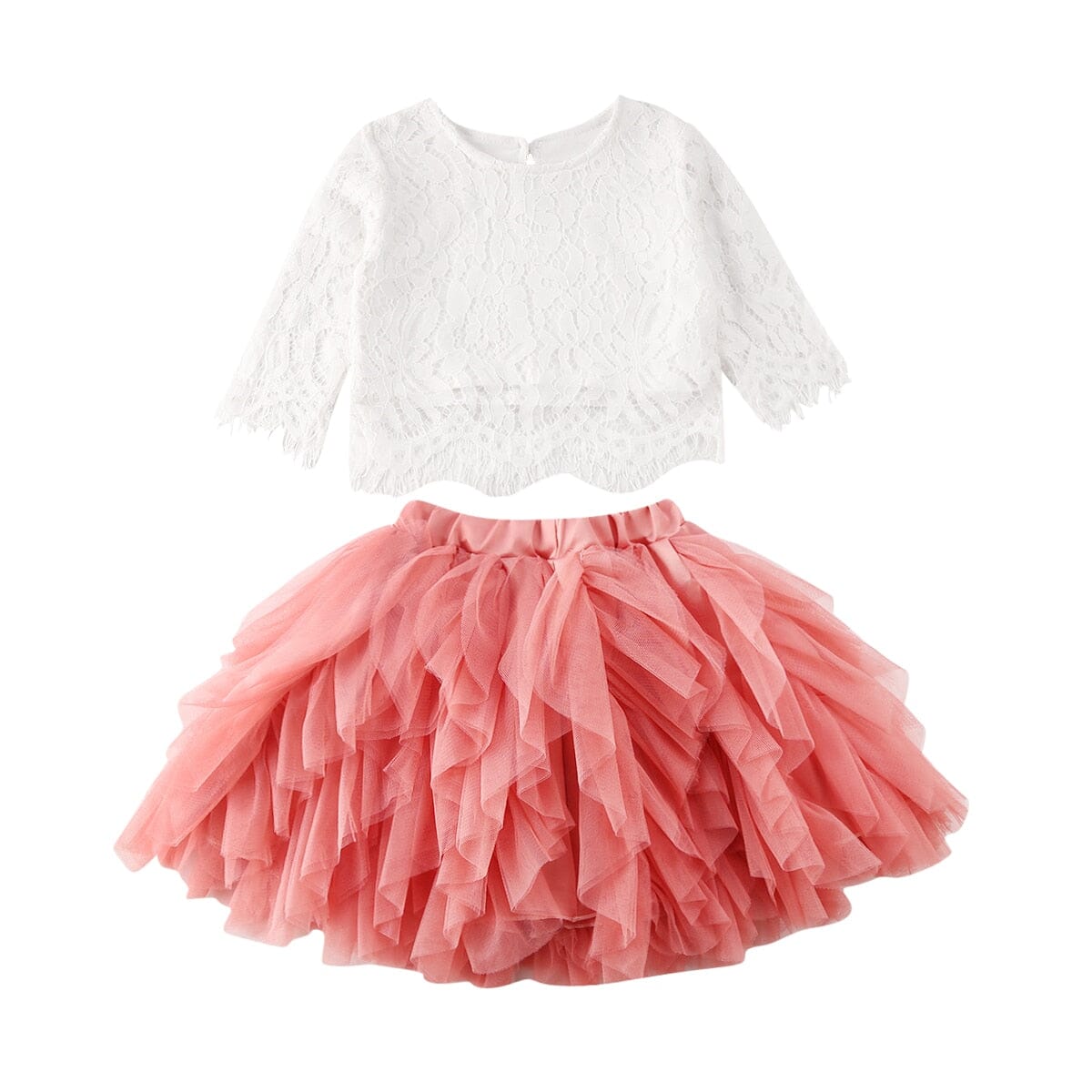 Conjunto Infantil Feminino Saia Frufru Loja Click Certo Rosa 1-2 Anos 