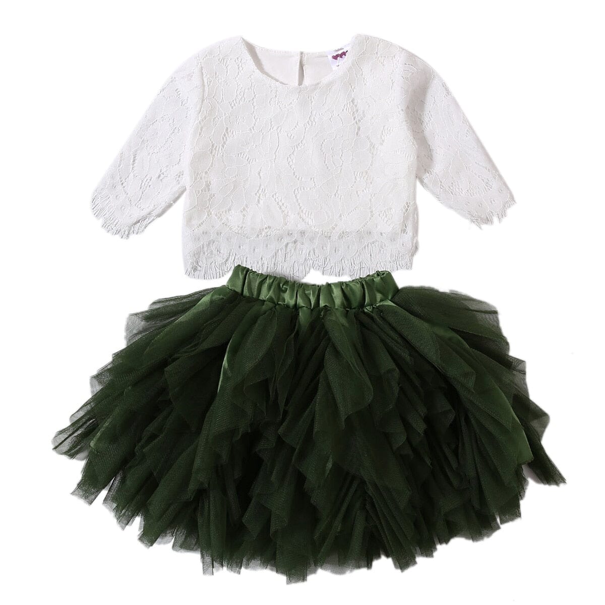 Conjunto Infantil Feminino Saia Frufru Loja Click Certo Verde 1-2 Anos 