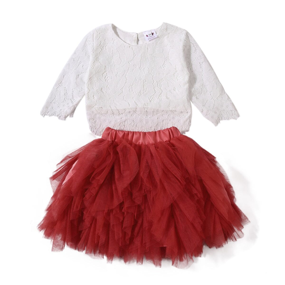 Conjunto Infantil Feminino Saia Frufru Loja Click Certo Vermelho 1-2 Anos 