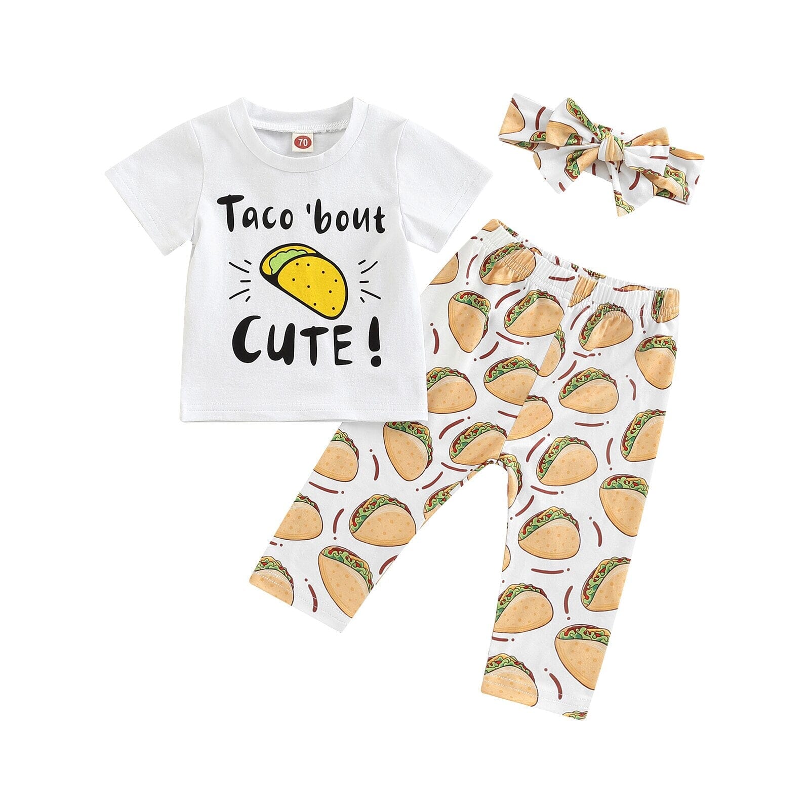 Conjunto Infantil Feminino Tacos + Faixa 0 Loja Click Certo Amarelo 0-6 Meses 