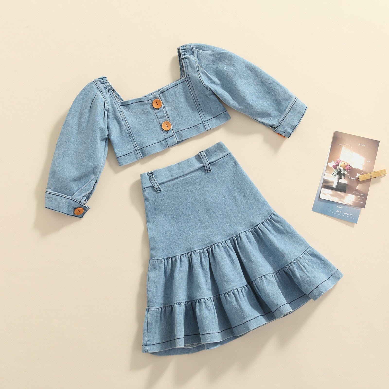 Conjunto Infantil Feminino Top Jeans Botões Loja Click Certo 