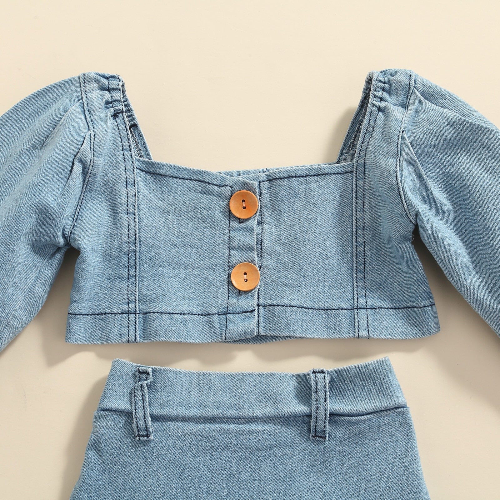 Conjunto Infantil Feminino Top Jeans Botões Loja Click Certo 