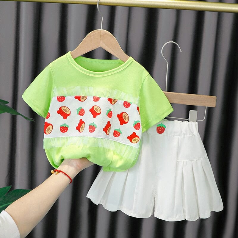 Conjunto Infantil Feminino Urso Moranguinho Loja Click Certo Verde 6-9 Meses 