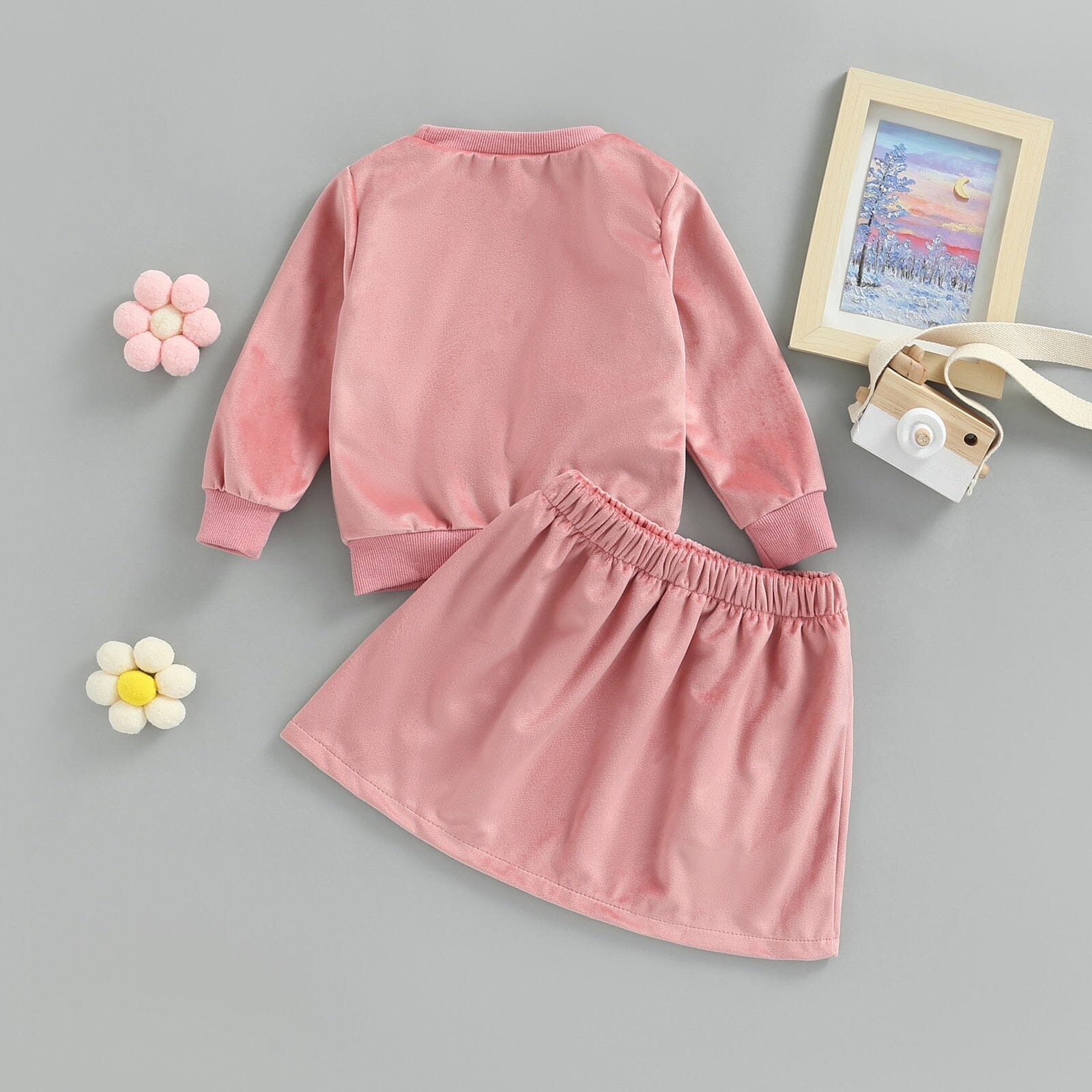 Conjunto Infantil Feminino Veludo Laçinhos Loja Click Certo 