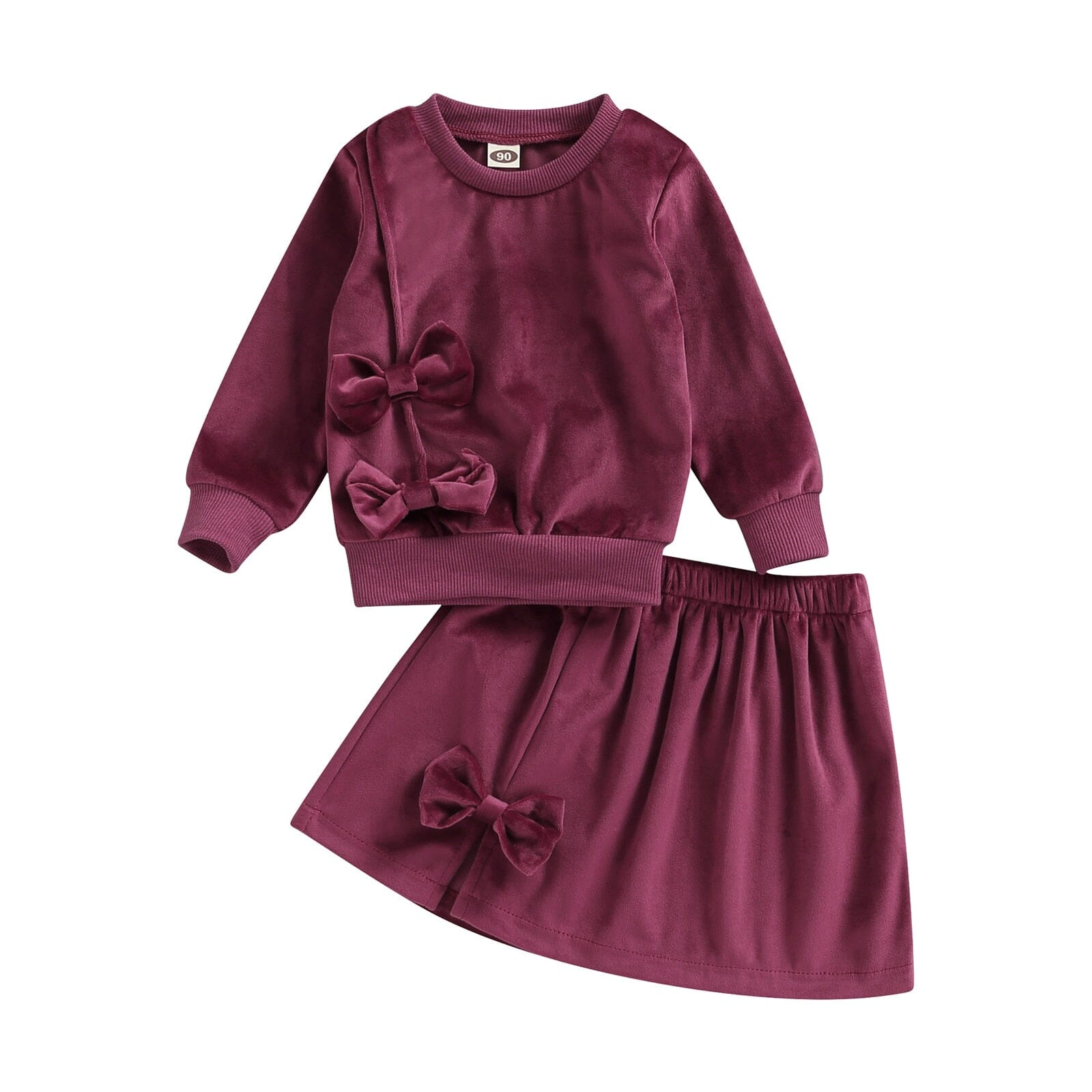 Conjunto Infantil Feminino Veludo Laçinhos Loja Click Certo Vermelho 1-2 Anos 