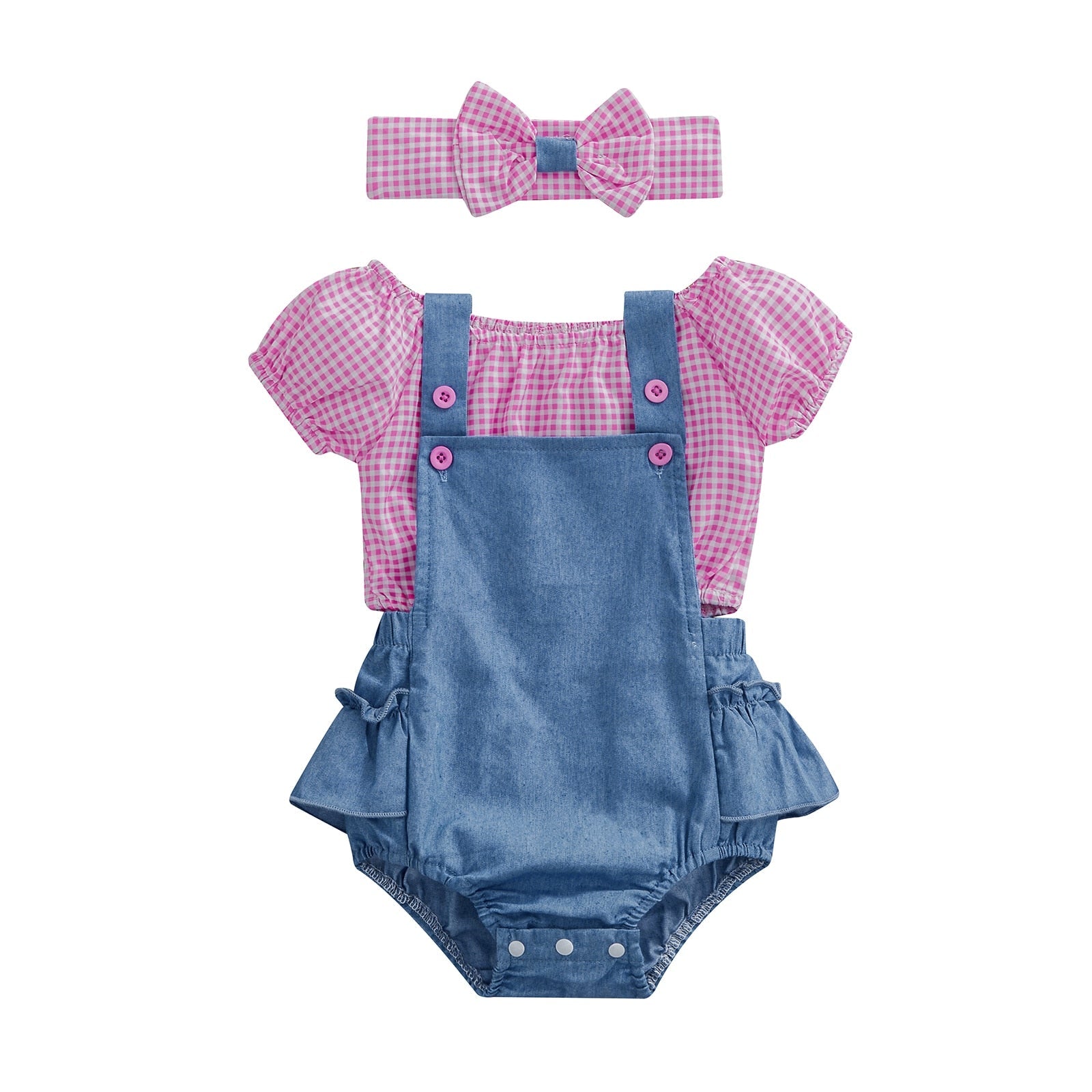 Conjunto Infantil Feminino Xadrez + Lacinho conjunto Loja Click Certo 