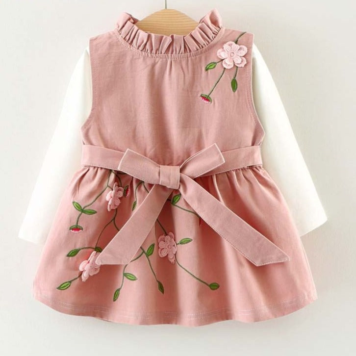 Conjunto infantil Flores e Laço conjunto Loja Click Certo Rosa 0-6 Meses 