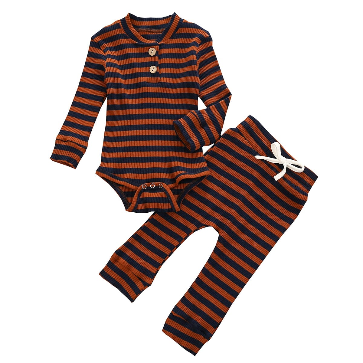 Conjunto Infantil Listras Loja Click Certo Marrom Claro 0-3 Meses 