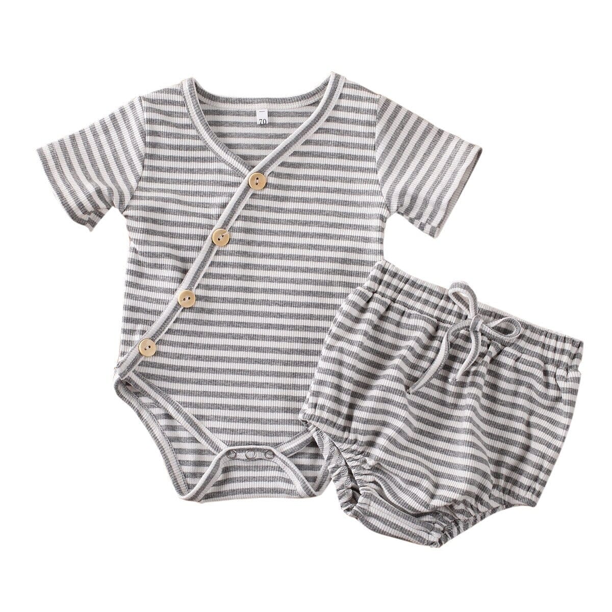 Conjunto Infantil Listrinhas 100% Algodão Loja Click Certo Cinza 0-3 Meses 