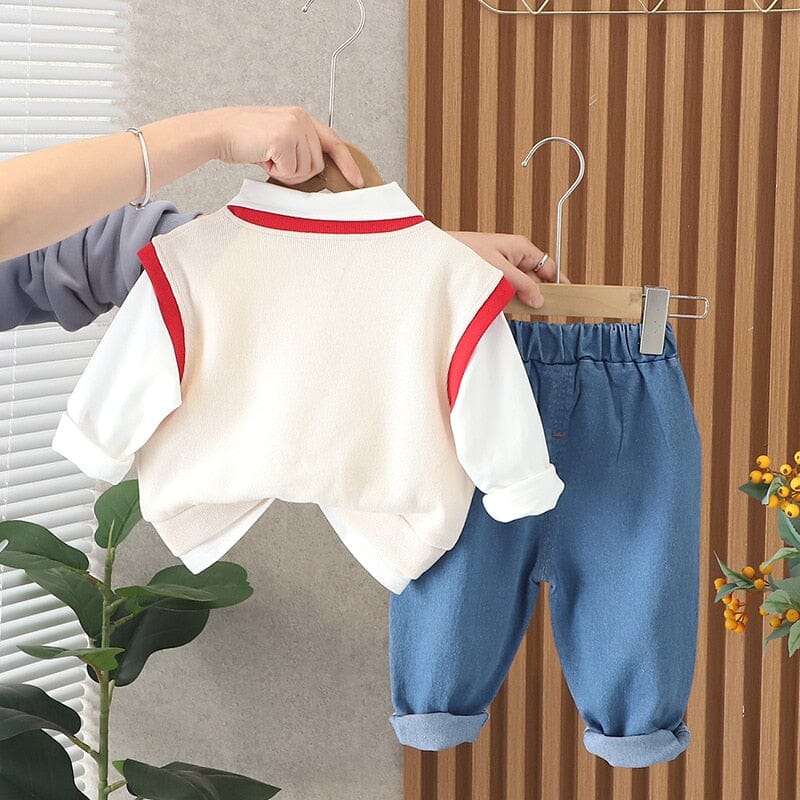 Conjunto Infantil Masculino 3 Peças Colete Ursinho Loja Click Certo 