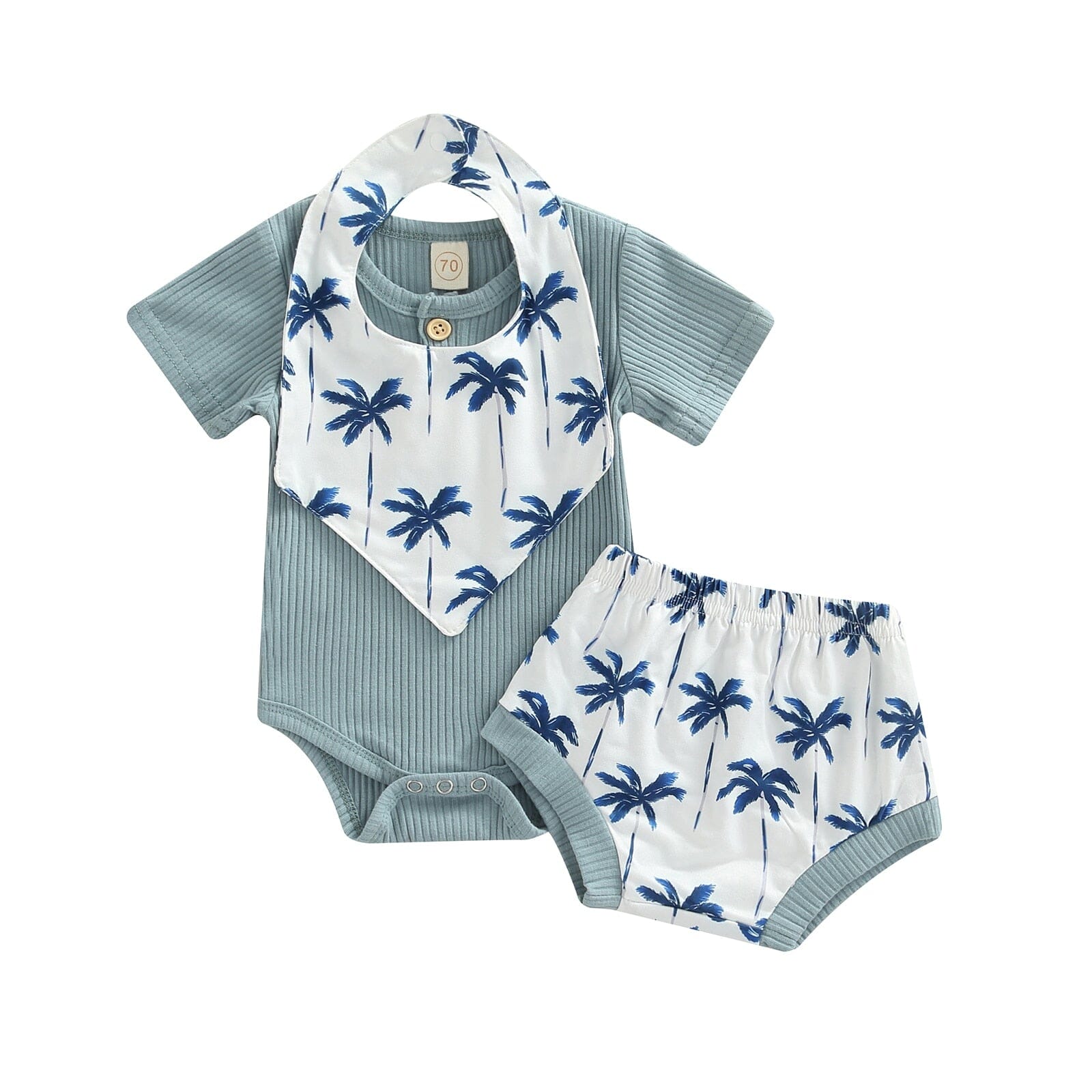 Conjunto Infantil Masculino 3 Peças Praia Loja Click Certo Azul 0-3 Meses 