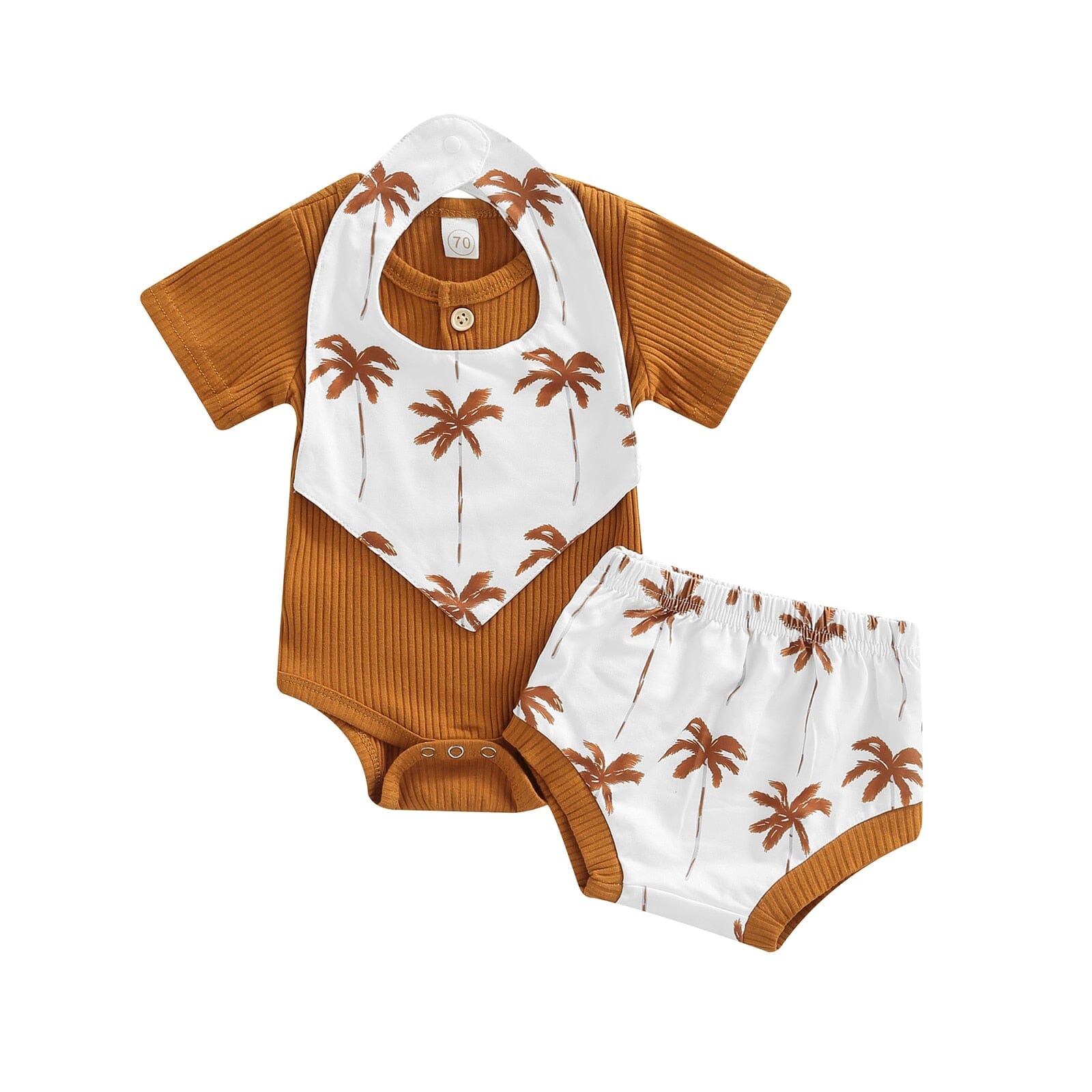 Conjunto Infantil Masculino 3 Peças Praia Loja Click Certo Cáqui 0-3 Meses 