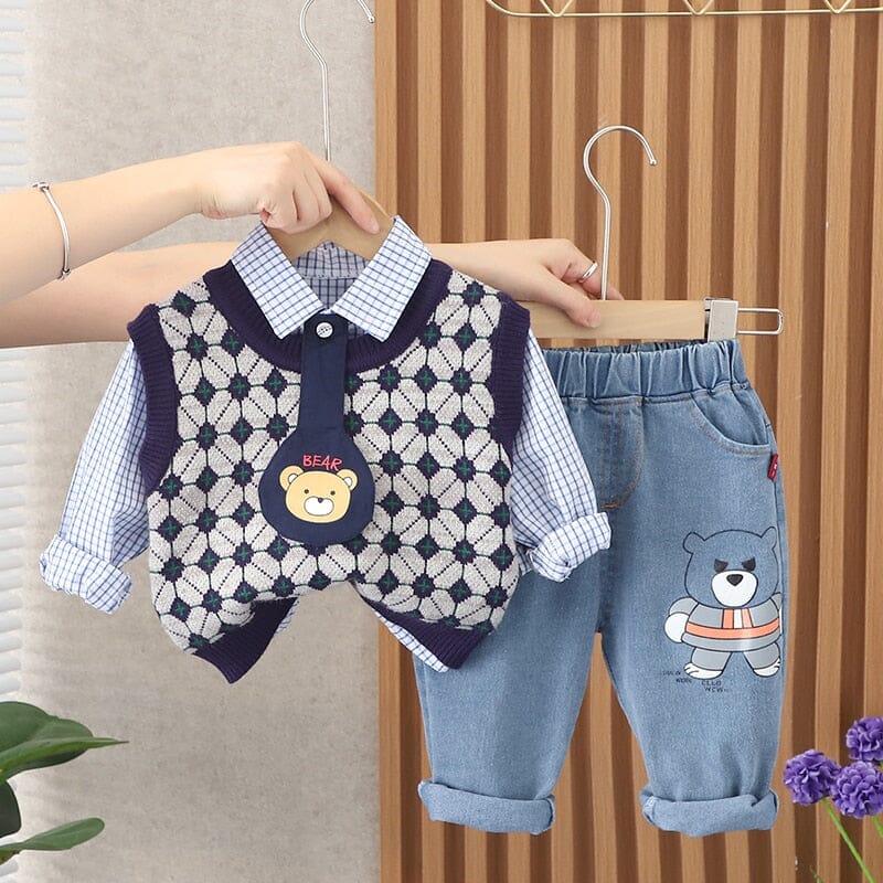 Conjunto Infantil Masculino 3 Peças Ursinho Loja Click Certo 