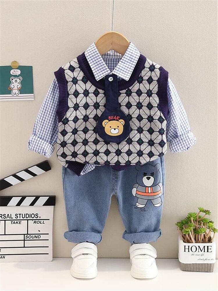 Conjunto Infantil Masculino 3 Peças Ursinho Loja Click Certo 