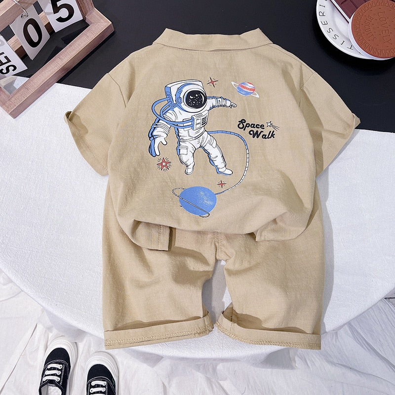 Conjunto Infantil Masculino Astronauta conjunto Loja Click Certo Cáqui 2-3 Anos 
