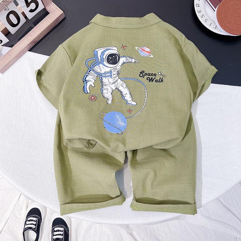 Conjunto Infantil Masculino Astronauta conjunto Loja Click Certo Verde 2-3 Anos 
