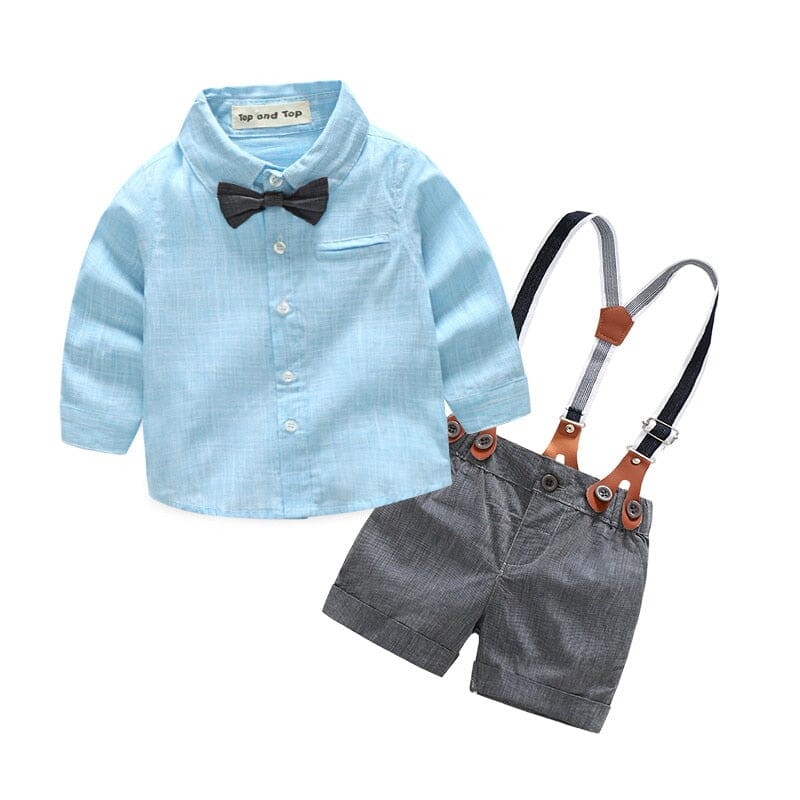 Conjunto Infantil Masculino Batizado Suspensório Loja Click Certo Azul 0-3 Meses 