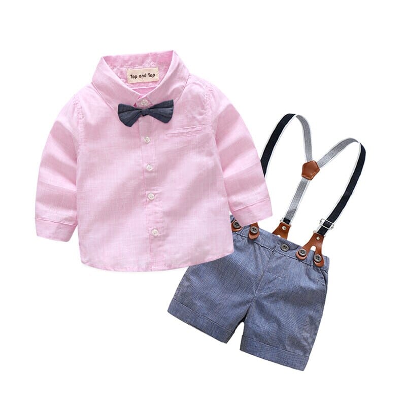 Conjunto Infantil Masculino Batizado Suspensório Loja Click Certo Rosa 0-3 Meses 