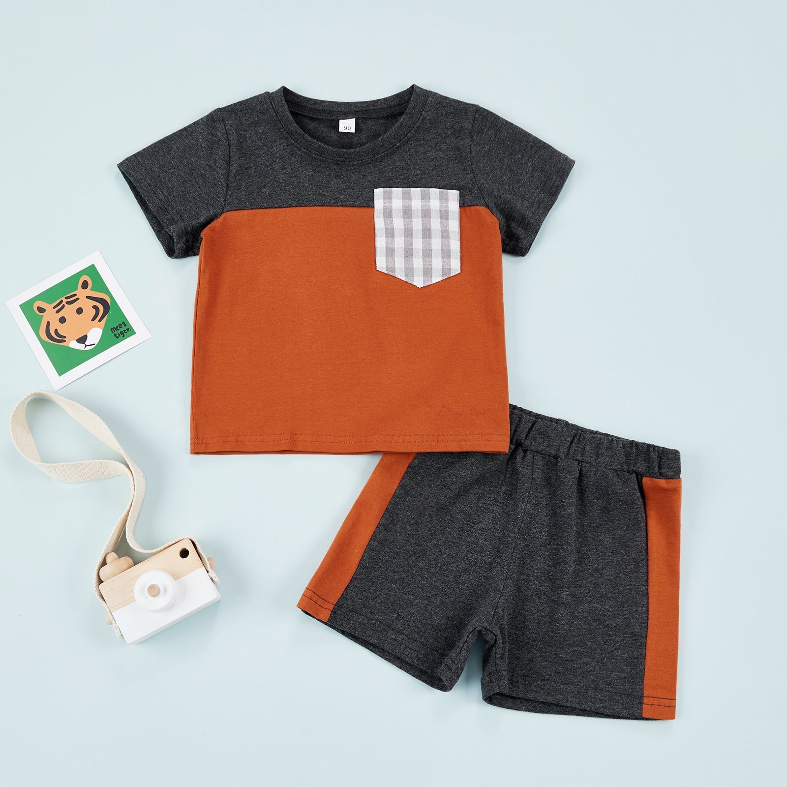 Conjunto Infantil Masculino Bolsinho Xadrez conjunto Loja Click Certo 12-18 meses 