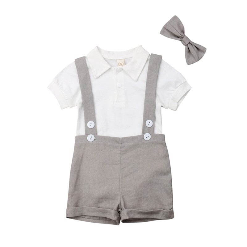 Conjunto Infantil Masculino Gola Polo Gravatinha Loja Click Certo Nude 0-6 Meses 