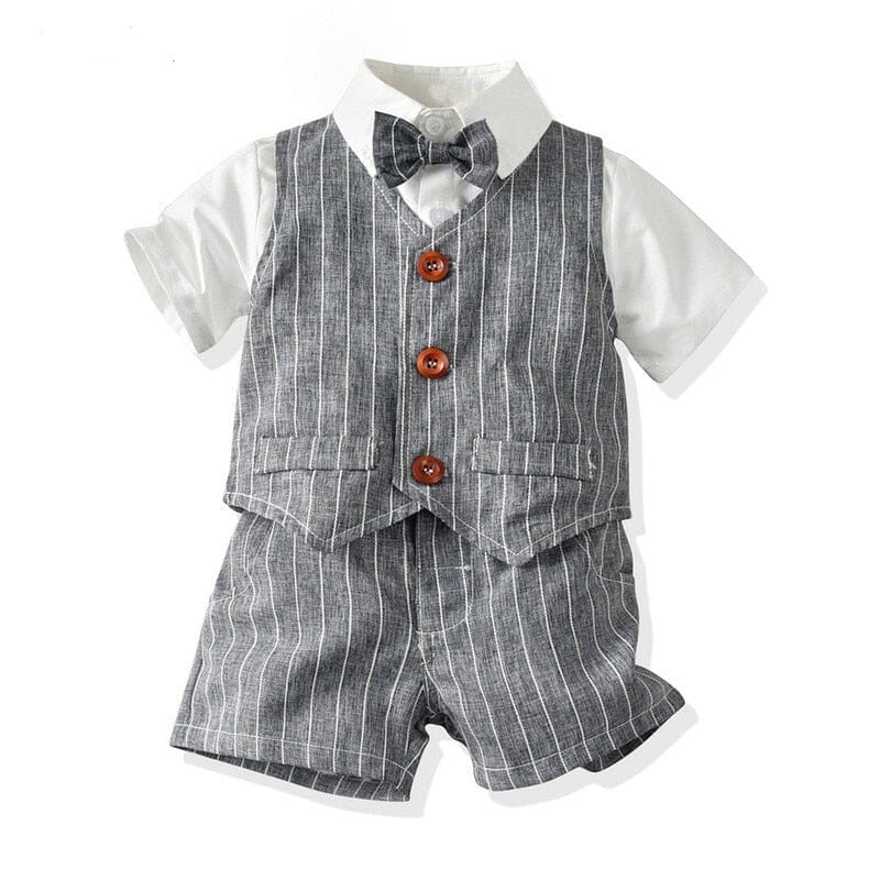 Conjunto Infantil Masculino Gravatinha Loja Click Certo Cinza 1-2 Anos 