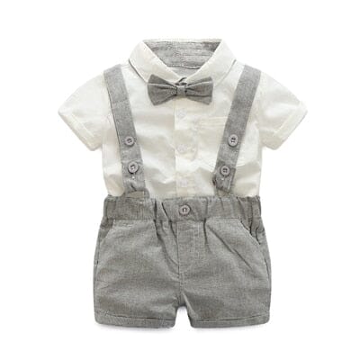 Conjunto Infantil Masculino Gravatinha Loja Click Certo Cinza 6-9 Meses 