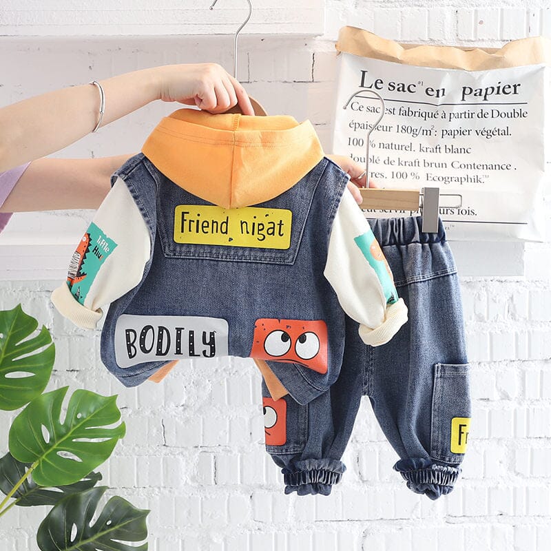 Conjunto Infantil Masculino Jeans 3 Peças Loja Click Certo 