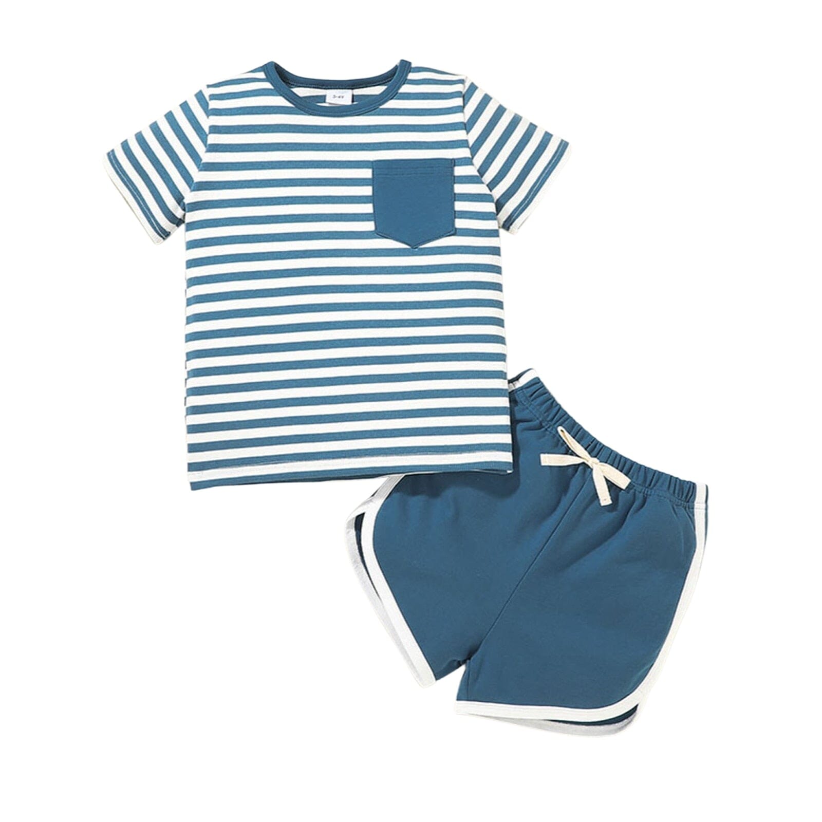 Conjunto Infantil Masculino Listras e Bolso Loja Click Certo Azul 1-2 Anos 