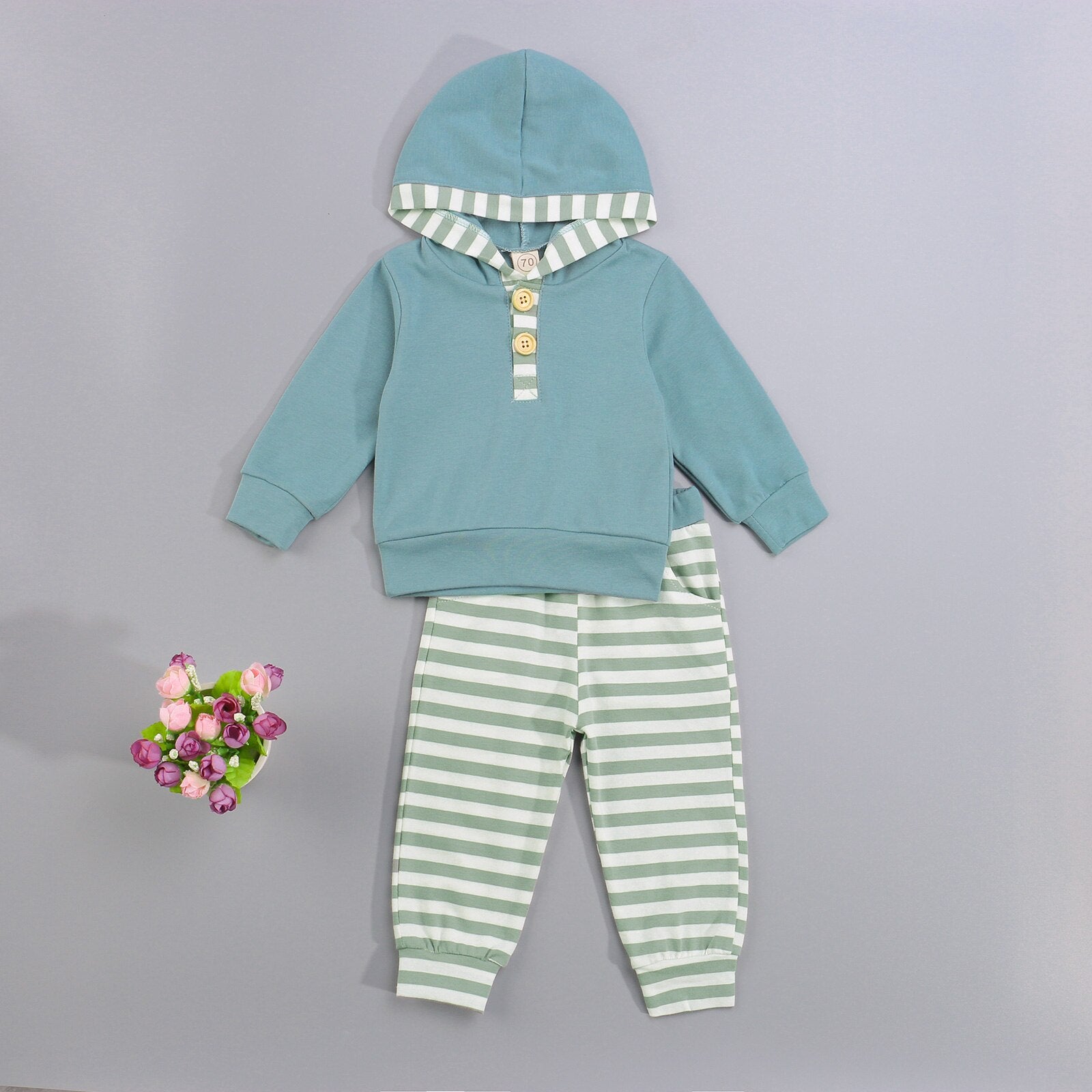 Conjunto Infantil Masculino Listras e Capuz Conjunto Loja Click Certo 2-3 anos 