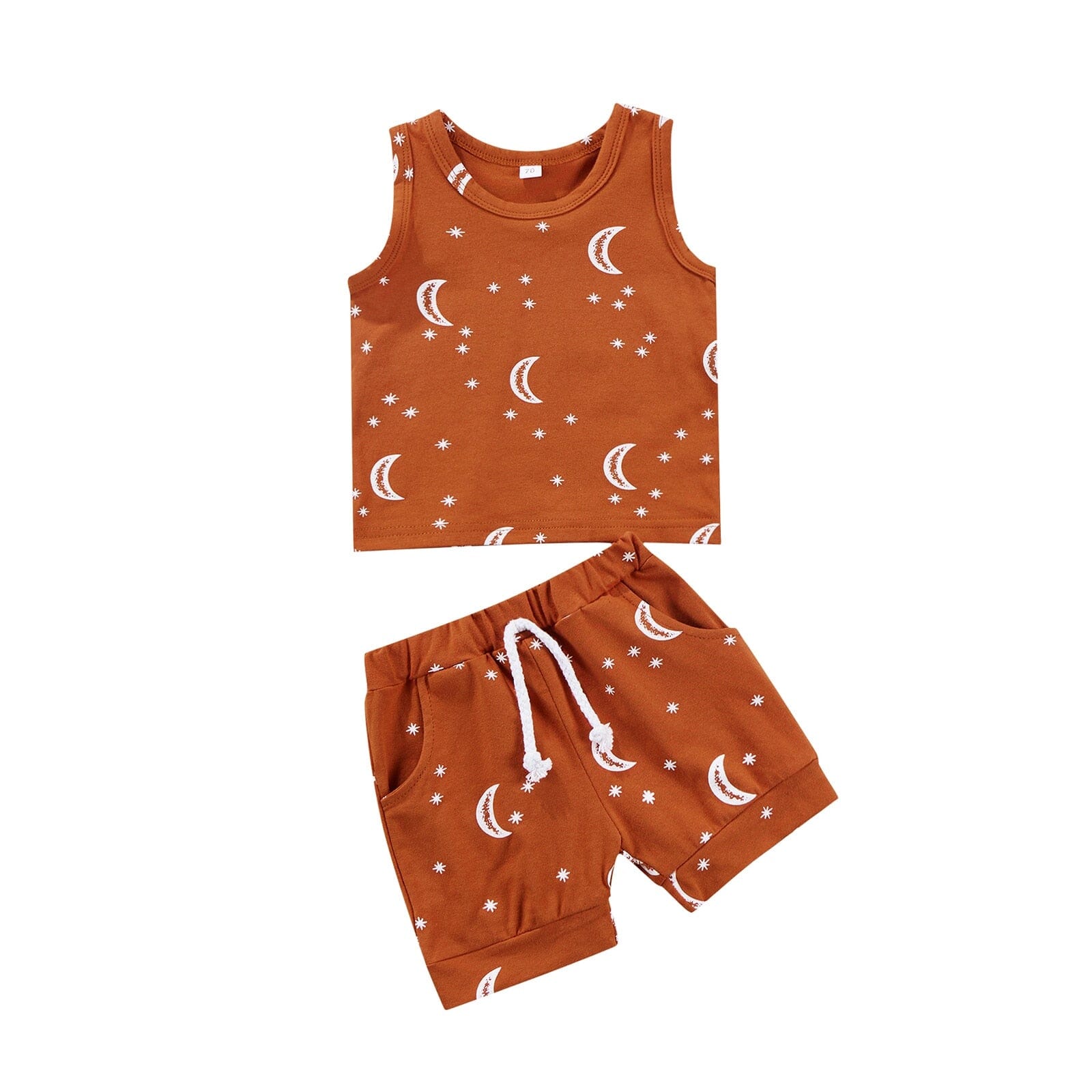 Conjunto Infantil Masculino Lua e Estrelas Loja Click Certo Marrom 1-2 Anos 