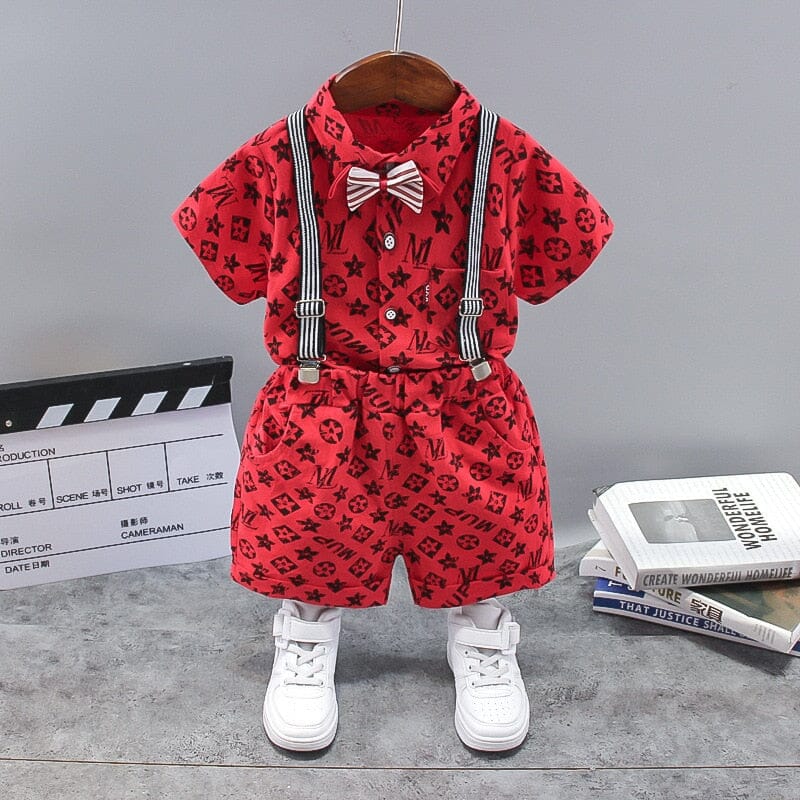 Conjunto Infantil Masculino LV Gravatinha 0 Loja Click Certo Vermelho 6-9 Meses 