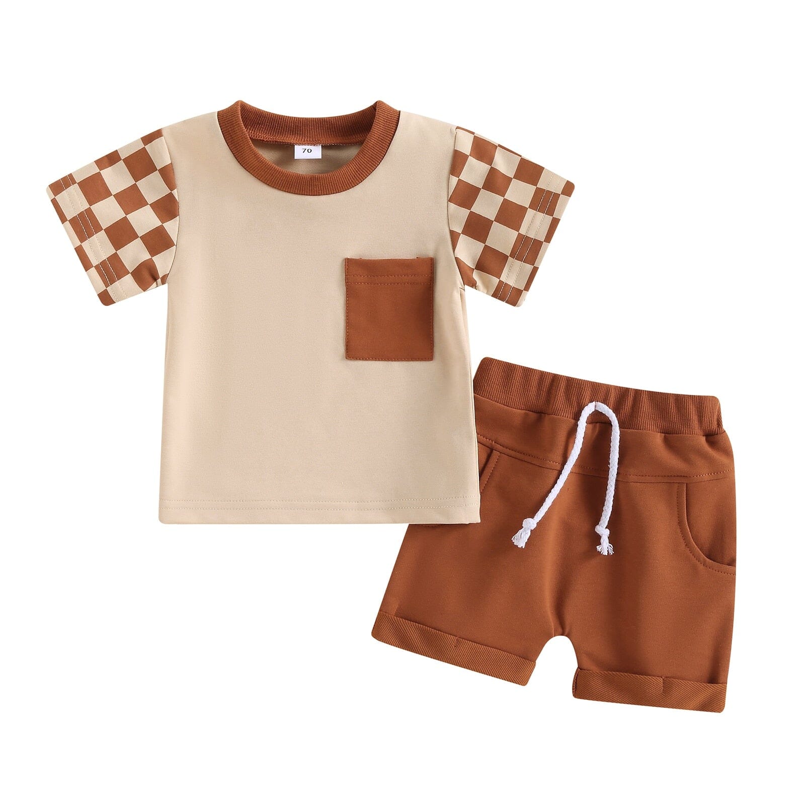 Conjunto Infantil Masculino Marrom Xadrez Loja Click Certo 2-3 Anos 