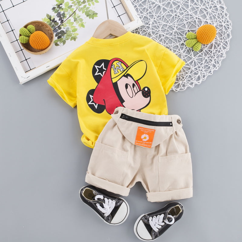 Conjunto Infantil Masculino MK Mouse Pochete Loja Click Certo Amarelo 6-12 Meses 