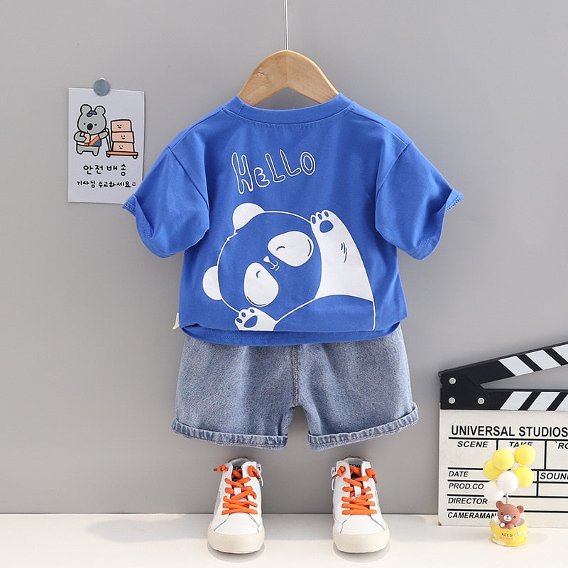 Conjunto Infantil Masculino Panda conjunto Loja Click Certo Azul 2-3 Anos 