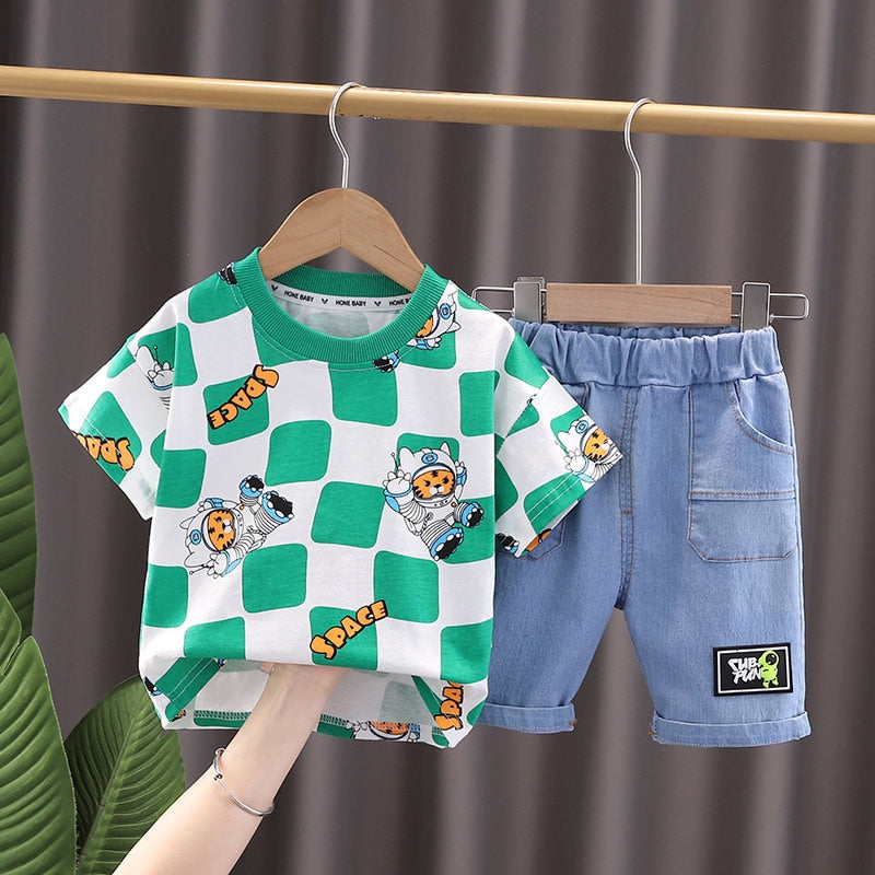 Conjunto Infantil Masculino Space conjunto Loja Click Certo Verde 4-5 Anos 