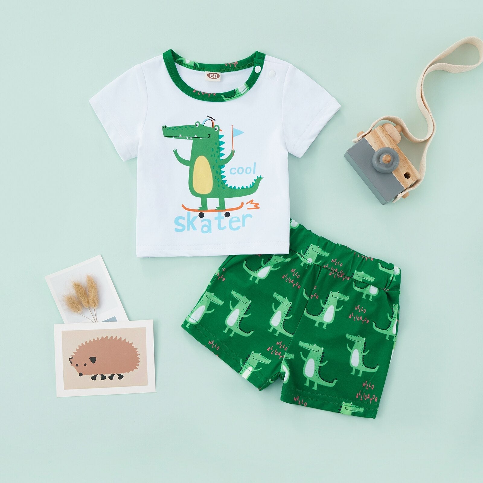 Conjunto Infantil Masculino Super Animado conjunto Loja Click Certo Verde 3-6 meses 