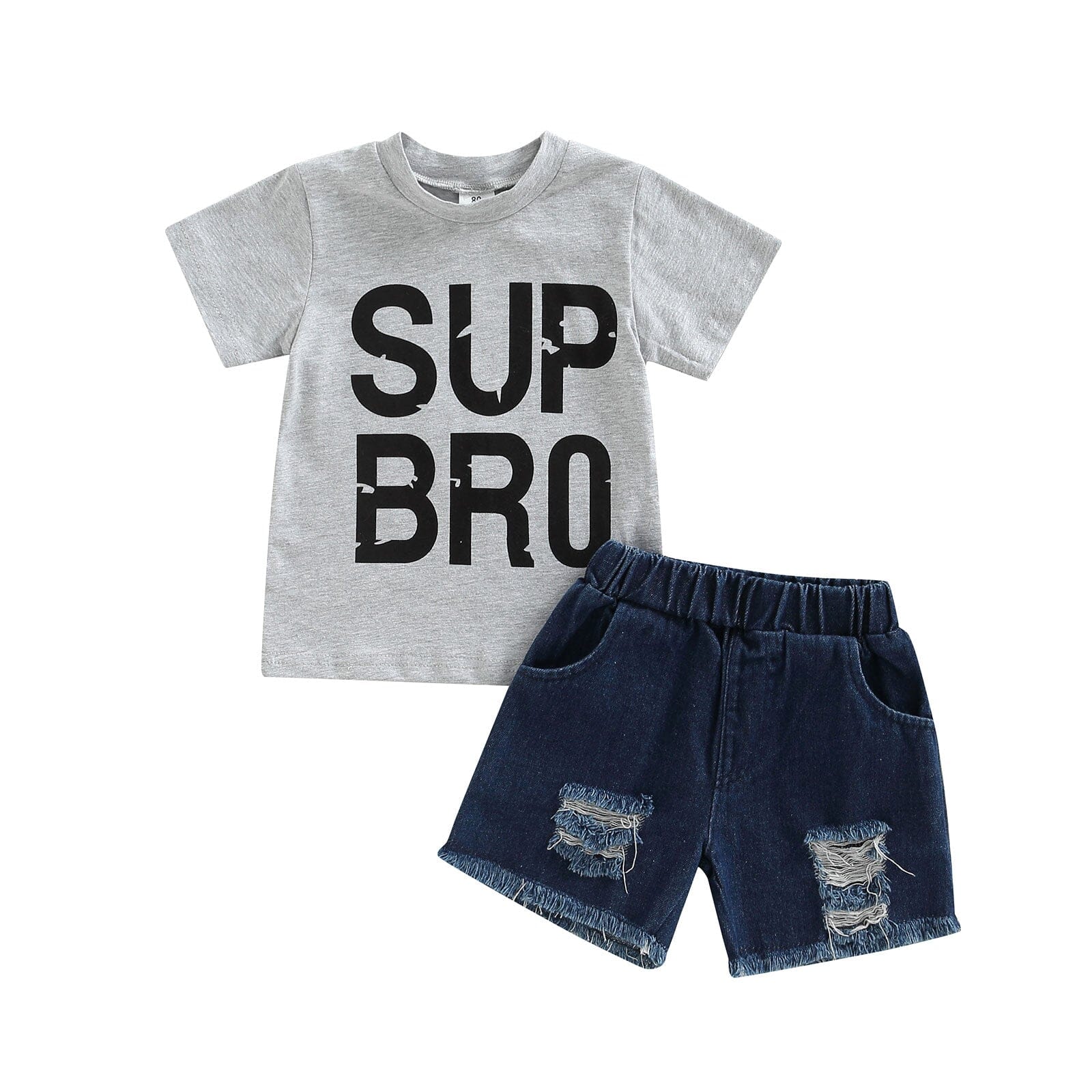 Conjunto Infantil Masculino "Super" Loja Click Certo Cinza 6-9 Meses 