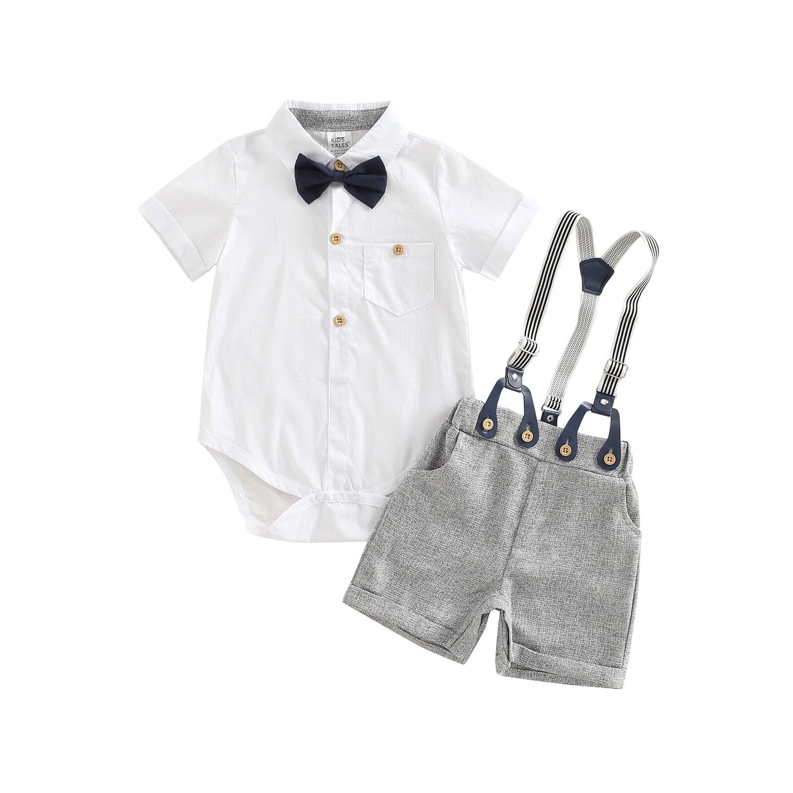 Conjunto Infantil Masculino Suspensório e Gravatinha 0 Loja Click Certo Branco 2-3 Anos 