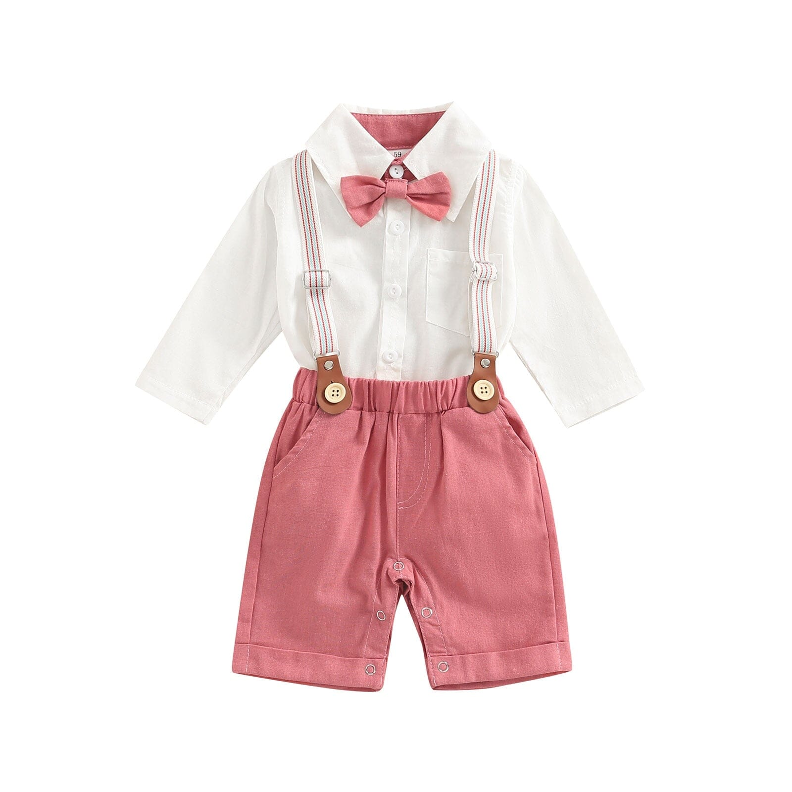 Conjunto Infantil Masculino Suspensório + Gravatinha 0 Loja Click Certo Rosa 0-3 Meses 