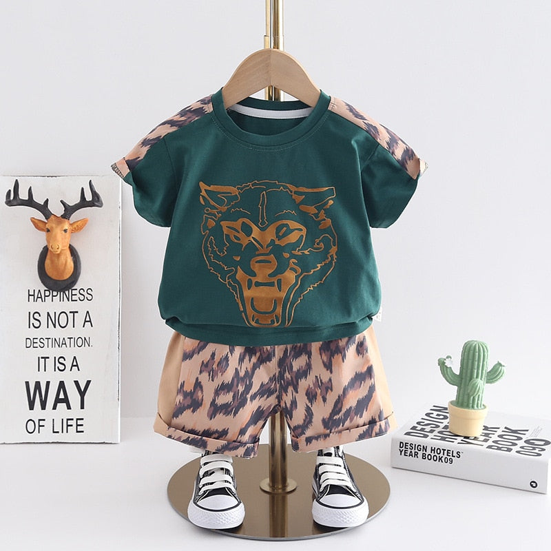 Conjunto Infantil Masculino Tigre Selvagem CONJUNTO Loja Click Certo Verde 2-3 Anos 