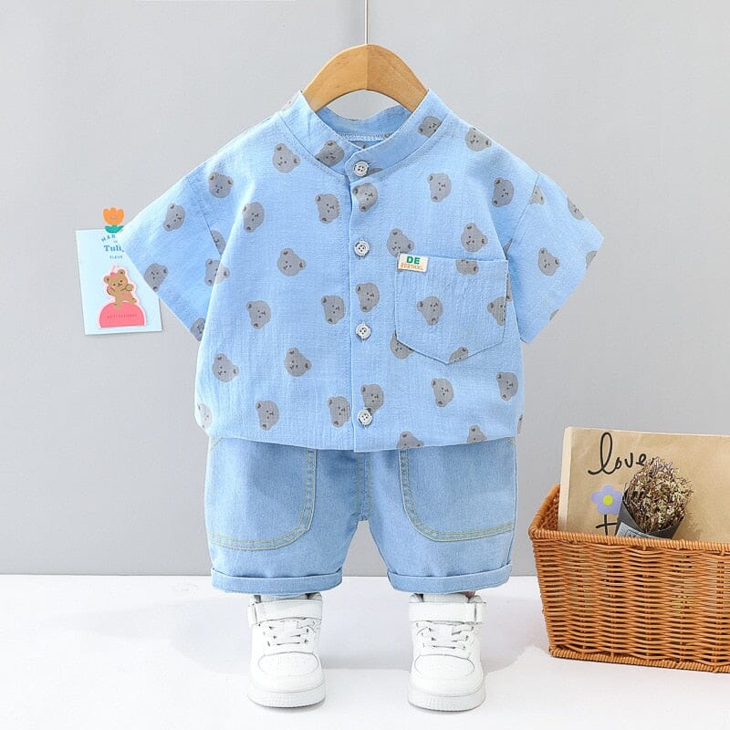 Conjunto Infantil Masculino Ursinhos Loja Click Certo Azul 6-12 Meses 